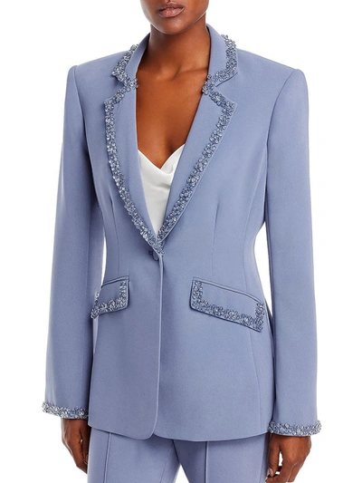 Cinq À Sept Kayden Womens Beaded Suit Separate One-button Blazer In Blue