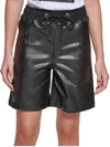 DKNY WOMENS FAUX LEATHER DRAWSTRING CASUAL SHORTS