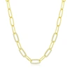 SIMONA STERLING SILVER OR GOLD PLATED OVER STERLING SILVER 5MM CZ PAPERCLIP NECKLACE
