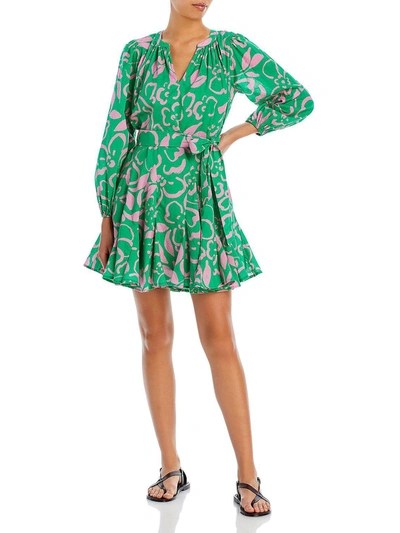 Velvet By Graham & Spencer Womens Cotton Short Mini Dress In Green
