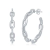 Simona Sterling Silver Or Gold Plated Over Sterling Silver 32mm Paperclip Cz Open Hoop Earrings In Silver