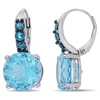Mimi & Max 15 1/4ct Tgw Sky Blue Topaz And London Blue Topaz Leverback Earrings In Sterling Silver In Blue