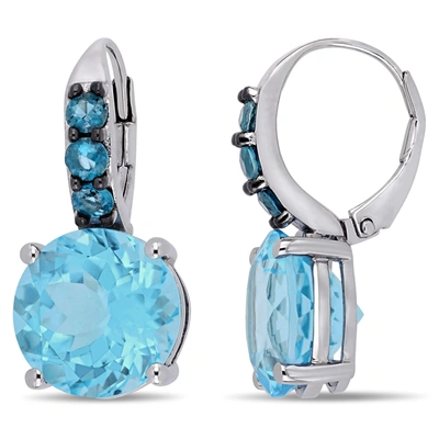 Mimi & Max 15 1/4ct Tgw Sky Blue Topaz And London Blue Topaz Leverback Earrings In Sterling Silver