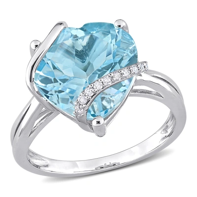 Mimi & Max 7ct Tgw Sky Blue Topaz And Diamond Accent Heart Ring In Sterling Silver