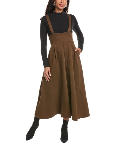Gracia Wide Leg Overall Jumpsuit In Brown