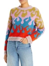 MOTHER THE JUMPER WOMENS KNIT FLAME PRINT PULLOVER SWEATER