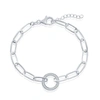 Simona Sterling Silver Or Gold Plated Over Sterling Silver Cz Circle Paperclip Bracelet In Silver