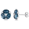 Mimi & Max 3ct Tgw London Blue Topaz And 1/4ct Tdw Diamond Floral Earrings In 14k White Gold In Blue