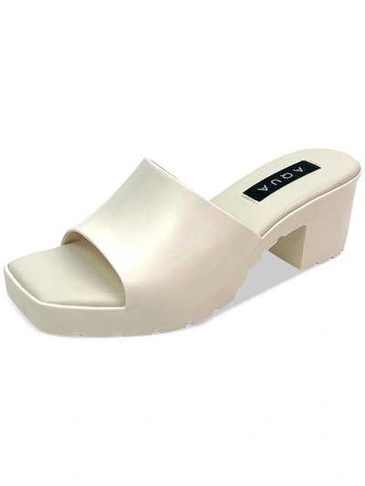 Aqua Jelly Womens Block Heel Slip-on Heels In White