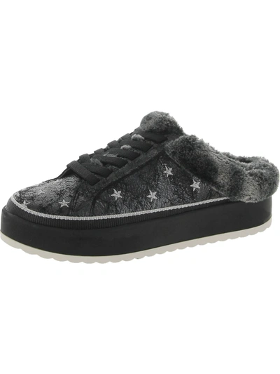 Dr. Scholl's Shoes Mellow Mule Womens Faux Fur Lined Slip On Casual And Fashion Sneakers In Black