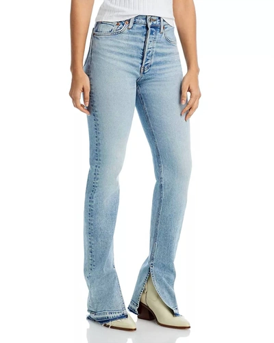Re/done 70s High Rise Skinny Bootcut Jean In Skid In Blue
