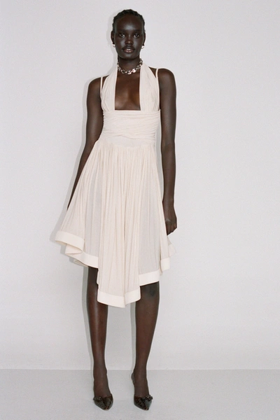 Ar23 Plein Sud Mesh Asymmetrical Midi Dress In Cream