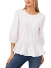 Cece Mixed Media Ruffle Long Sleeve Top In Multi