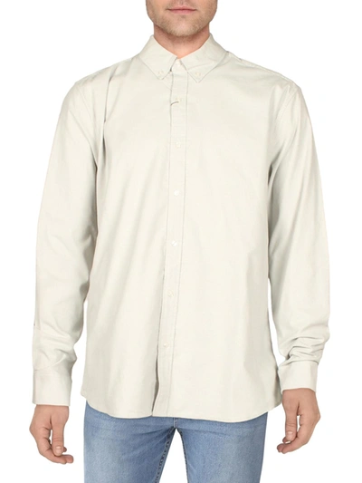 Michael Kors Mens Textured Collared Button-down Shirt In White