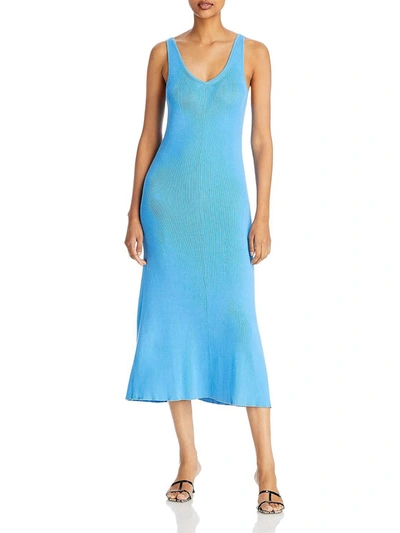 Remain Womens Knit Ribbed Midi Dress In Blue