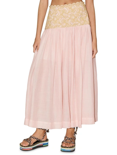 Alemais Anthea Broderie Maxi Skirt In Gold