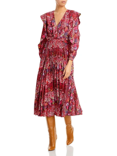 Derek Lam 10 Crosby Twist-front Pleated Voile Midi Dress In Pink