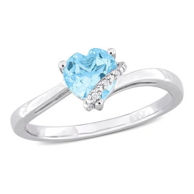 Mimi & Max 1ct Tgw Heart Shape Sky Blue Topaz And Diamond Accent Wrap Ring In Sterling Silver