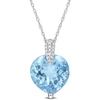 Mimi & Max 7ct Tgw Sky-blue Topaz And 1/10ct Tdw Diamond Heart Pendant With Chain In 14k White Gold In Blue