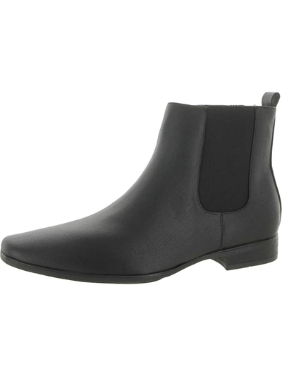 Calvin Klein Brayden Mens Faux Leather Embossed Ankle Boots In Black