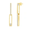 Simona Sterling Silver Asymmetric Paperclip Cz Earrings In Gold
