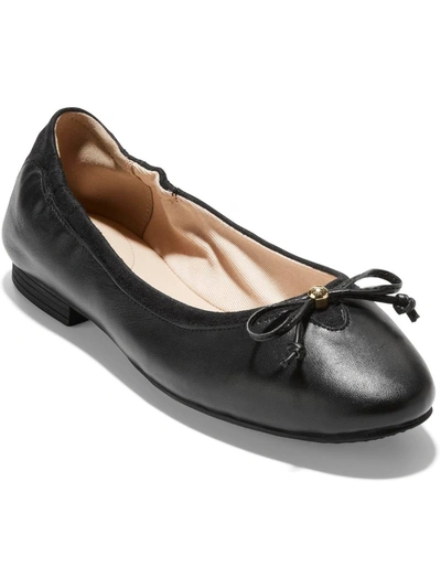 Cole Haan Kiera Womens Leather Bow Ballet Flats In Black
