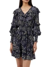 FRENCH CONNECTION WOMENS FLORAL MINI FIT & FLARE DRESS