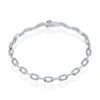 Simona Sterling Silver Or Gold Plated Over Sterling Silver Cz Paperclip Bracelet In Silver