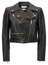 ALEXANDER MCQUEEN CROPPED NAIL CASUAL JACKETS, PARKA BLACK