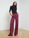 L Agence Livvy Mid-rise Straight-leg Houndstooth Trousers In Pink/black Houndstooth