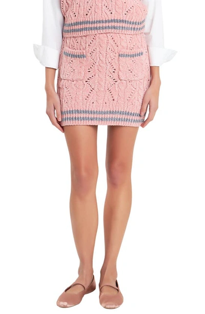 English Factory Women's Chenille Contrast Mini Skirt In Pink,grey