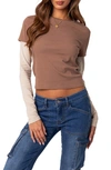 Edikted Mood Layered Long Sleeve T-shirt In Brown