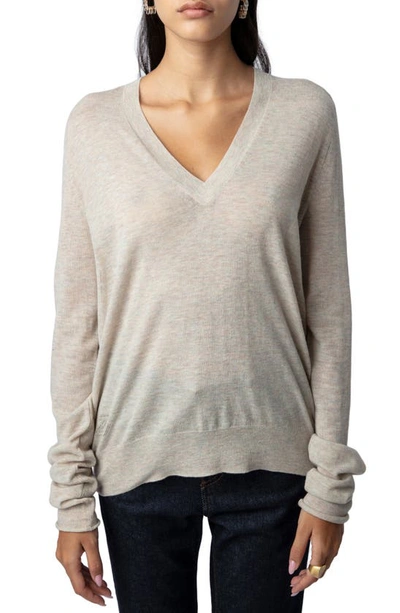 Zadig & Voltaire Zadig&voltaire Womens Sugar Multico River V-neckline Cashmere Jumper In Sugar_multico