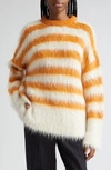 Monse Striped Brushed Drop-shoulder Jumper In White,orange