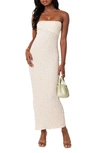 Shop Edikted Lynn Rib Strapless Maxi Dress In Cream