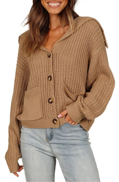 Petal And Pup Womens Amelia Oversize Collar Button Cardigan In Camel | ModeSens