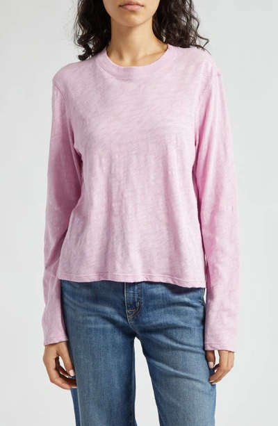 Atm Anthony Thomas Melillo Slub Jersey Long-sleeve Crop Tee In Misty-mauve