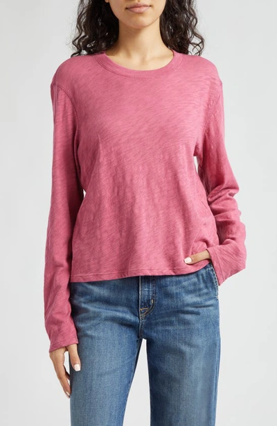 Atm Anthony Thomas Melillo Slub Jersey Long-sleeve Crop Tee In Bubblegum