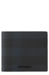 Burberry Check Coated Canvas Bifold Wallet In Navy