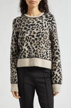 Atm Anthony Thomas Melillo Women's Leopard-print Crewneck Sweater In Leopard Jacquard