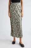 ATM ANTHONY THOMAS MELILLO LEOPARD PRINT SILK CHARMEUSE MAXI SKIRT