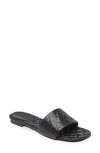 Bottega Veneta Intrecciato Embossed Slide Sandal In Black