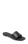 Bottega Veneta Quilted Leather Flat Slide Sandals In Black