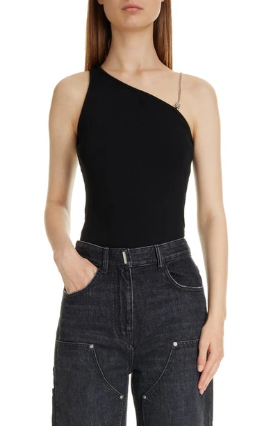 Givenchy Contrast Asymmetric Strap Top In Black