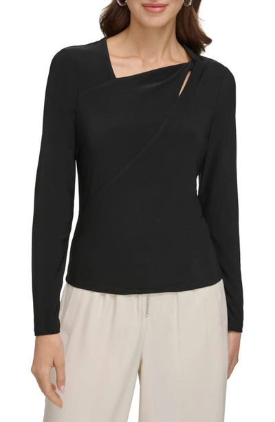 Dkny Twisted Trim Top In Black