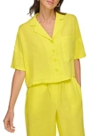 Dkny Women's Button-front Dolman-sleeve Linen Top In Limonata