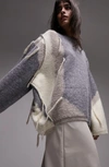 Topshop Tassel Colorblock Oversize Sweater In Purple Multi