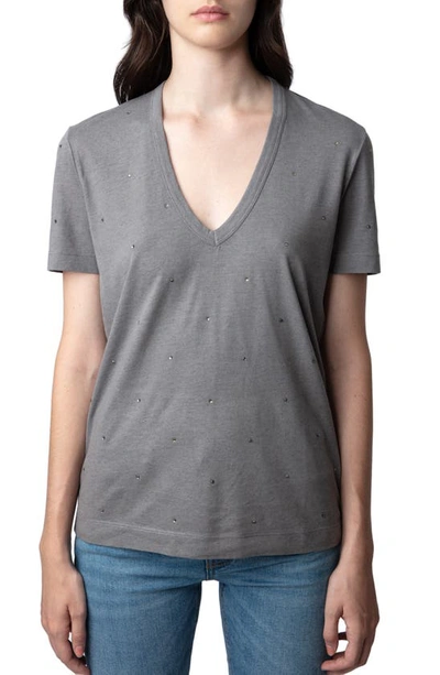 Zadig & Voltaire Wassa Rhinestone-embellished T-shirt In Gris_moyen