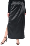 Gibsonlook Pleated Satin Maxi Skirt In Black