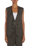 Bottega Veneta Houndstooth Wool Vest In Brown/ Blue/ Yellow
